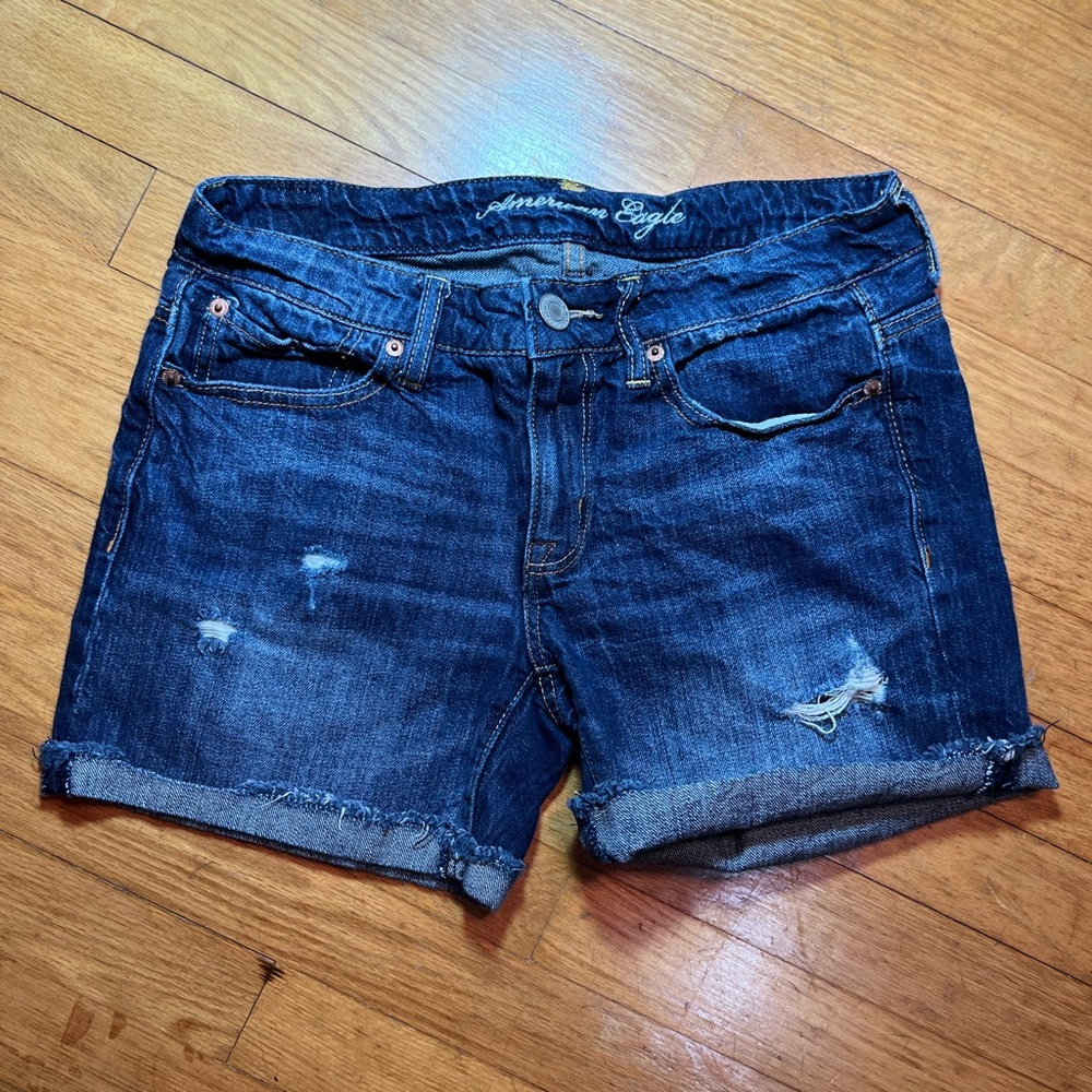 NEW AMERICAN EAGLE DISTRESSED JEAN SHORTS FRAY CUT OFF OR CUFFED LOOK